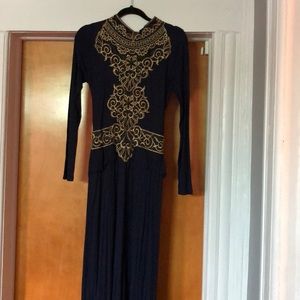 Blue maxi long sleeve dress